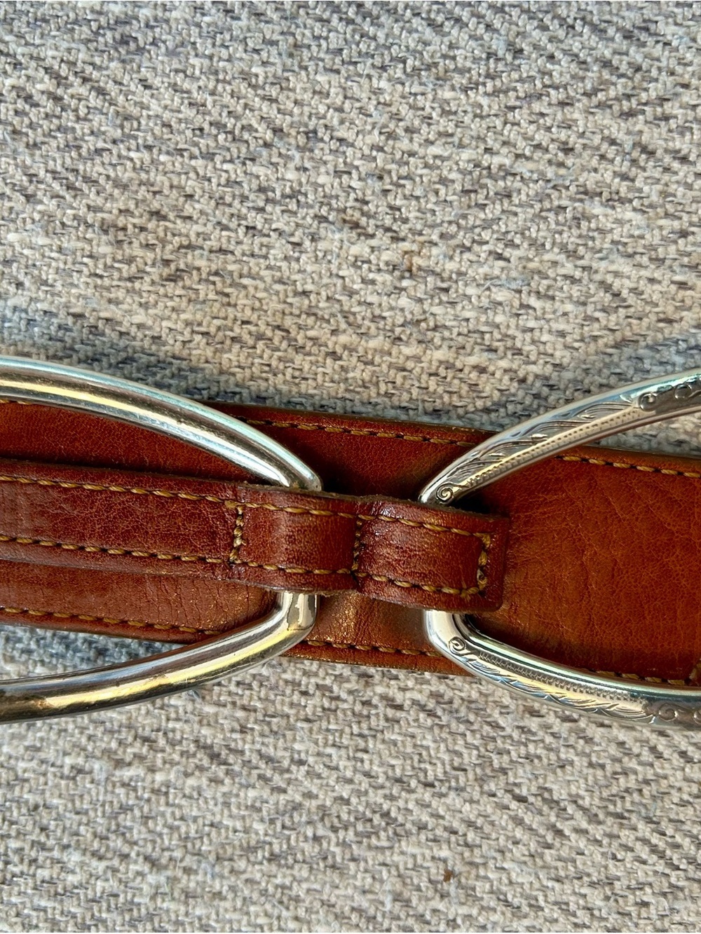 Brighton Women’s Vintage Brown Leather Belt with Silver Buckles - Picture 5 of 9